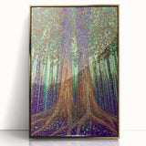 Framed acrylic artwork showcasing abstract floral designs in vibrant colors, highlighted by a sleek gold frame, perfect for modern home decor.