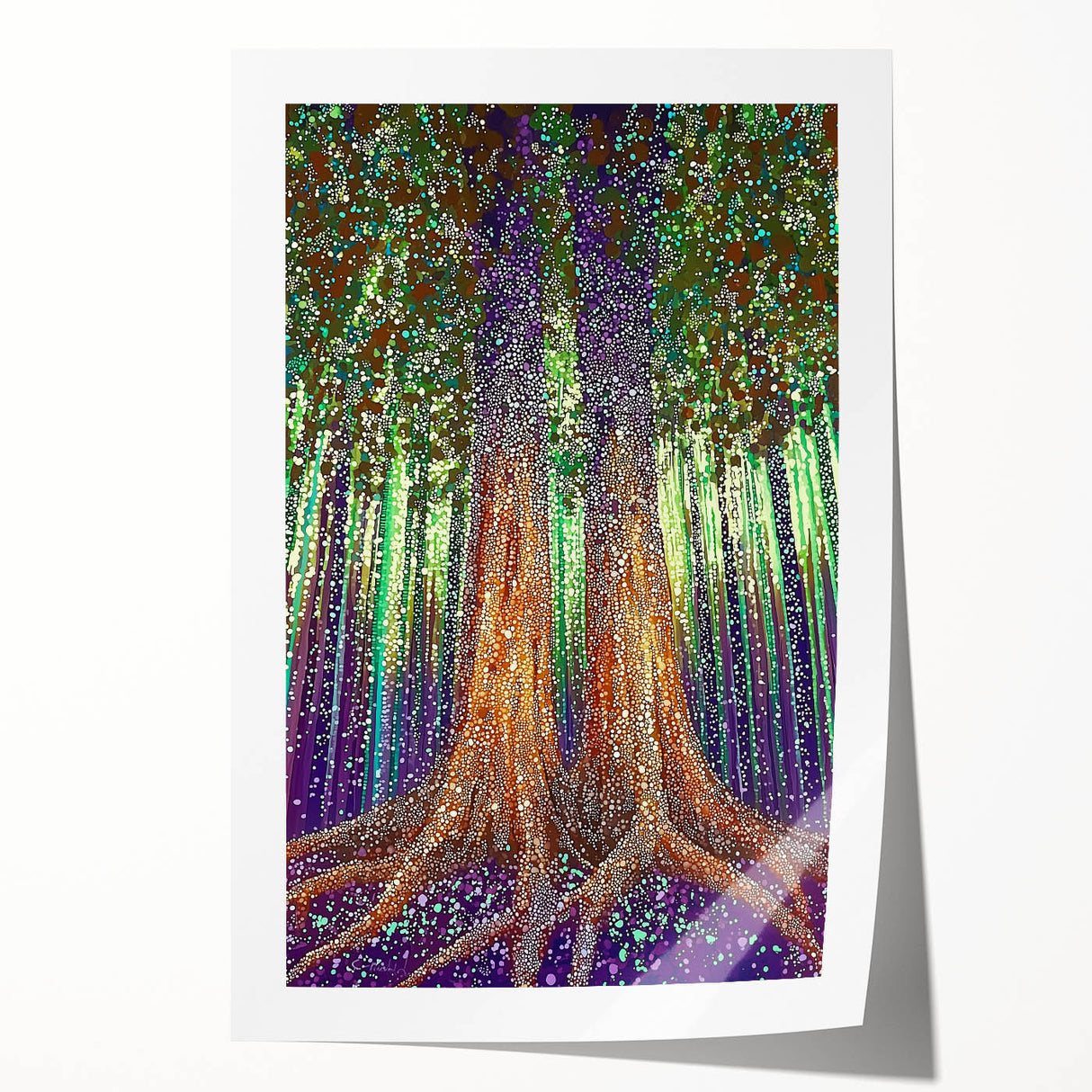 Abstract floral rolled print showcasing vibrant colors and intricate designs, perfect for home decor. Packaged securely in a sturdy tube for easy transport.