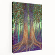 Stretched canvas artwork showcasing vibrant abstract florals in a contemporary design, highlighting rich colors and textures for a modern home decor aesthetic.