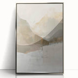Framed abstract minimalist wall art featuring a silver-acrylic finish, showcasing geometric shapes and soft colors, ideal for modern home decor.