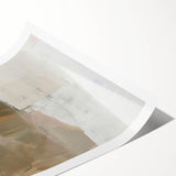 Abstract minimalist wall art print showcasing soft beige and gray tones, elegantly rolled and packaged in a durable cardboard tube, perfect for modern decor.