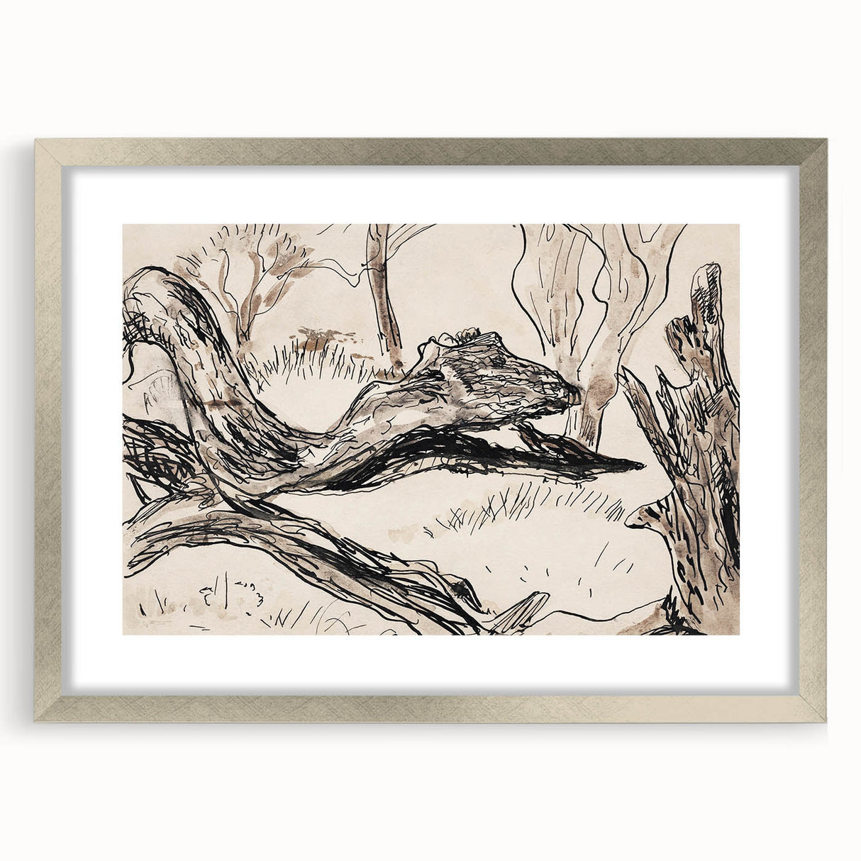 Monochrome Tree Sketch Modern Art - Minimalist Nature-Inspired Decor