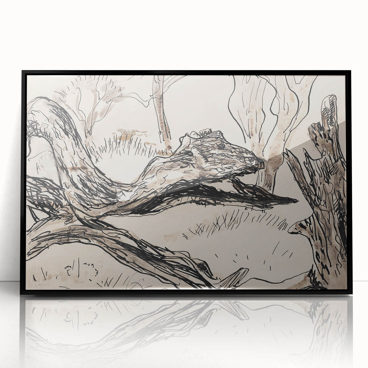 Monochrome Tree Sketch Modern Art - Minimalist Nature-Inspired Decor