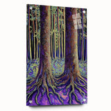 Elegant side view of an abstract floral acrylic wall art piece, showcasing vibrant colors and intricate details, mounted with decorative pins for display.