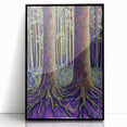 Framed acrylic artwork showcasing an abstract floral design with vibrant colors against a sleek black background, perfect for modern home decor.