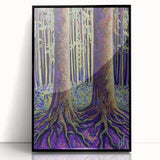 Framed acrylic artwork showcasing an abstract floral design with vibrant colors against a sleek black background, perfect for modern home decor.