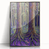 Framed acrylic artwork featuring an abstract floral design with vibrant colors and a silver frame, ideal for modern home decor or office spaces.