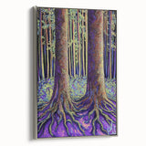 Abstract floral design on a framed canvas with a silver side view, showcasing vibrant colors and intricate patterns, perfect for modern home decor. Ideal for adding a touch of elegance and personality to living spaces.