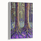 Framed canvas artwork showcasing an abstract floral design with vibrant colors and intricate patterns, viewed from the side against a white background. Perfect for modern home decor.