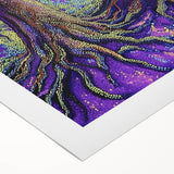 Abstract floral design on rolled canvas, showcasing vibrant colors and intricate patterns, elegantly packaged in a protective cardboard tube for display and gifting. Perfect for home decor enthusiasts looking to enhance their space with unique artwork.