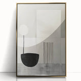 Framed abstract minimalist wall art featuring a gold acrylic design, showcasing elegant lines and shapes against a neutral background, perfect for modern decor.