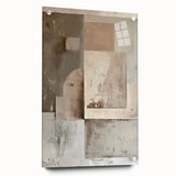 Abstract minimalist wall art displayed in a sleek acrylic frame, showcasing a soothing color palette of soft blues and grays, with stylish metal pins for hanging. Ideal for modern decor enthusiasts seeking elegant wall aesthetics.