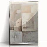 Framed acrylic wall art featuring an abstract minimalist design with silver accents, showcasing a contemporary aesthetic ideal for modern home decor.