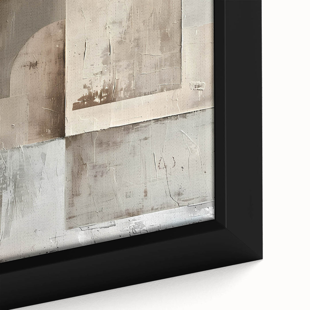 Abstract minimalist wall art featuring soft, muted colors and organic shapes. The framed canvas showcases intricate textures, perfect for modern decor.