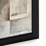 Abstract minimalist wall art featuring soft, muted colors and organic shapes. The framed canvas showcases intricate textures, perfect for modern decor.