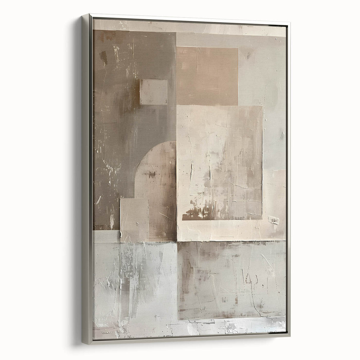 Abstract minimalist wall art framed canvas with a sleek silver side view, showcasing a modern and elegant design perfect for contemporary home decor.