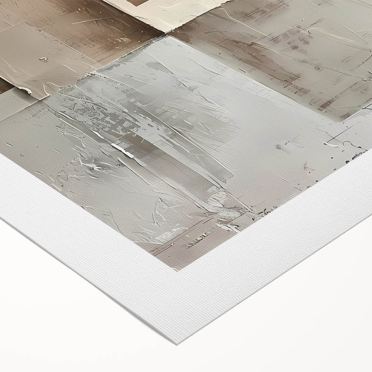 Abstract minimalist wall art on rolled canvas showcasing soft pastel colors with geometric shapes, packaged securely in a cardboard tube for easy display.