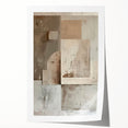 Abstract minimalist wall art print showcasing soft, muted colors and geometric shapes, elegantly rolled and ready for framing, perfect for modern decor.