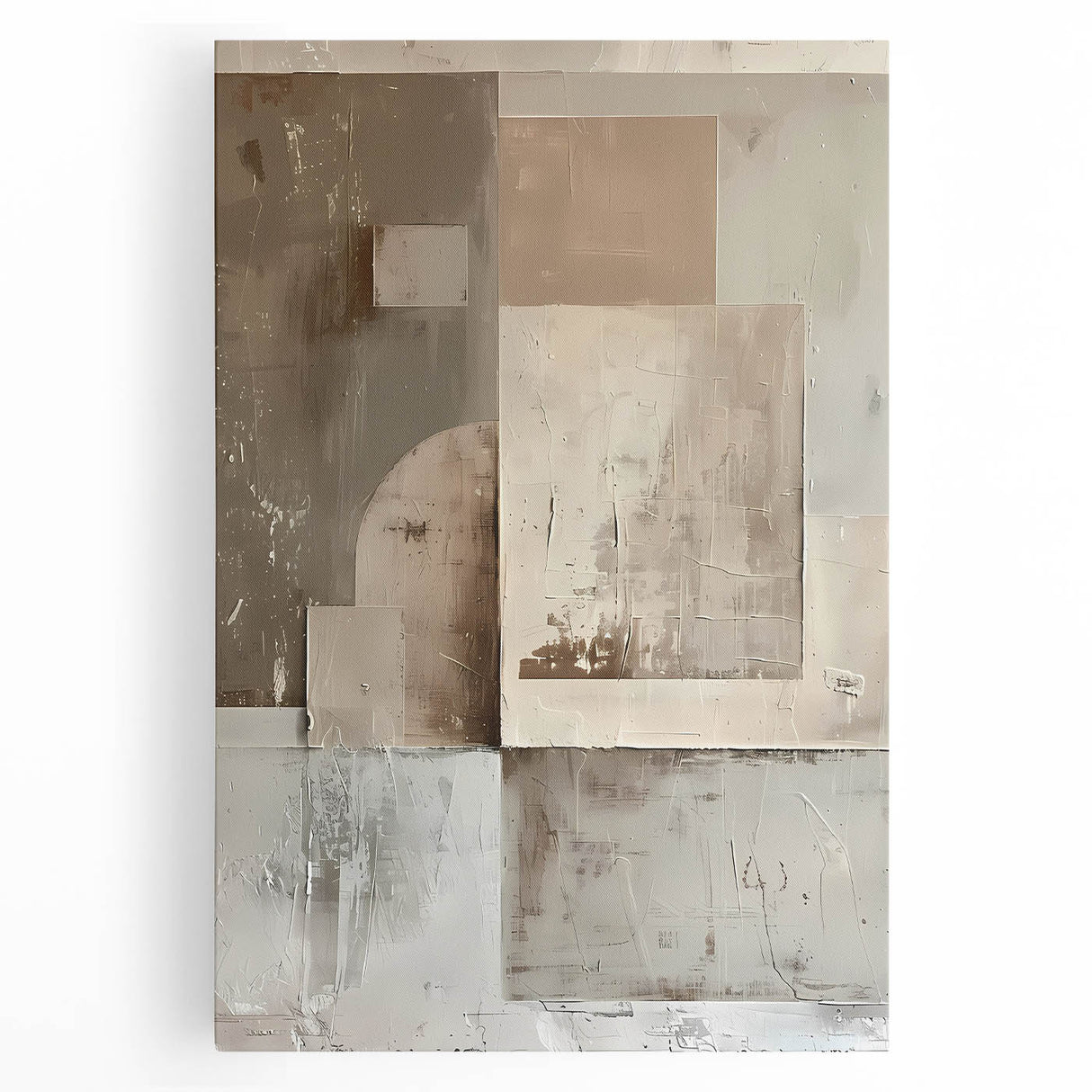 Abstract minimalist wall art stretched on canvas, showcasing soft pastel colors and geometric shapes, ideal for modern home decor and artistic ambiance.