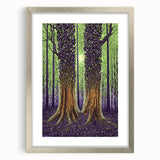 Abstract floral frame with a silver mat, showcasing vibrant colors and intricate designs, ideal for enhancing modern home decor or art collections.