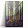 Framed acrylic artwork showcasing vibrant abstract floral designs in hues of pink, blue, and green, displayed against a sleek black background, perfect for modern home decor.