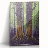 Framed acrylic artwork showcasing an abstract floral design in vibrant colors, set against a sleek silver frame, perfect for modern home decor.