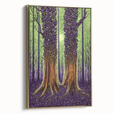 Framed canvas artwork featuring abstract floral designs in vibrant colors, set against a gold frame, showcasing a side view that highlights its elegant presentation. Ideal for modern home decor, this piece adds a touch of sophistication and color to any space.