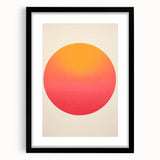 Minimalist black-framed abstract wall art featuring geometric shapes and calming colors, perfect for modern home decor, displayed with a white mat for added elegance.
