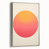 Abstract minimalist wall art framed canvas in silver, showcasing geometric patterns and soft color gradients, ideal for modern home decor. Side view highlights the sleek design and framing details.