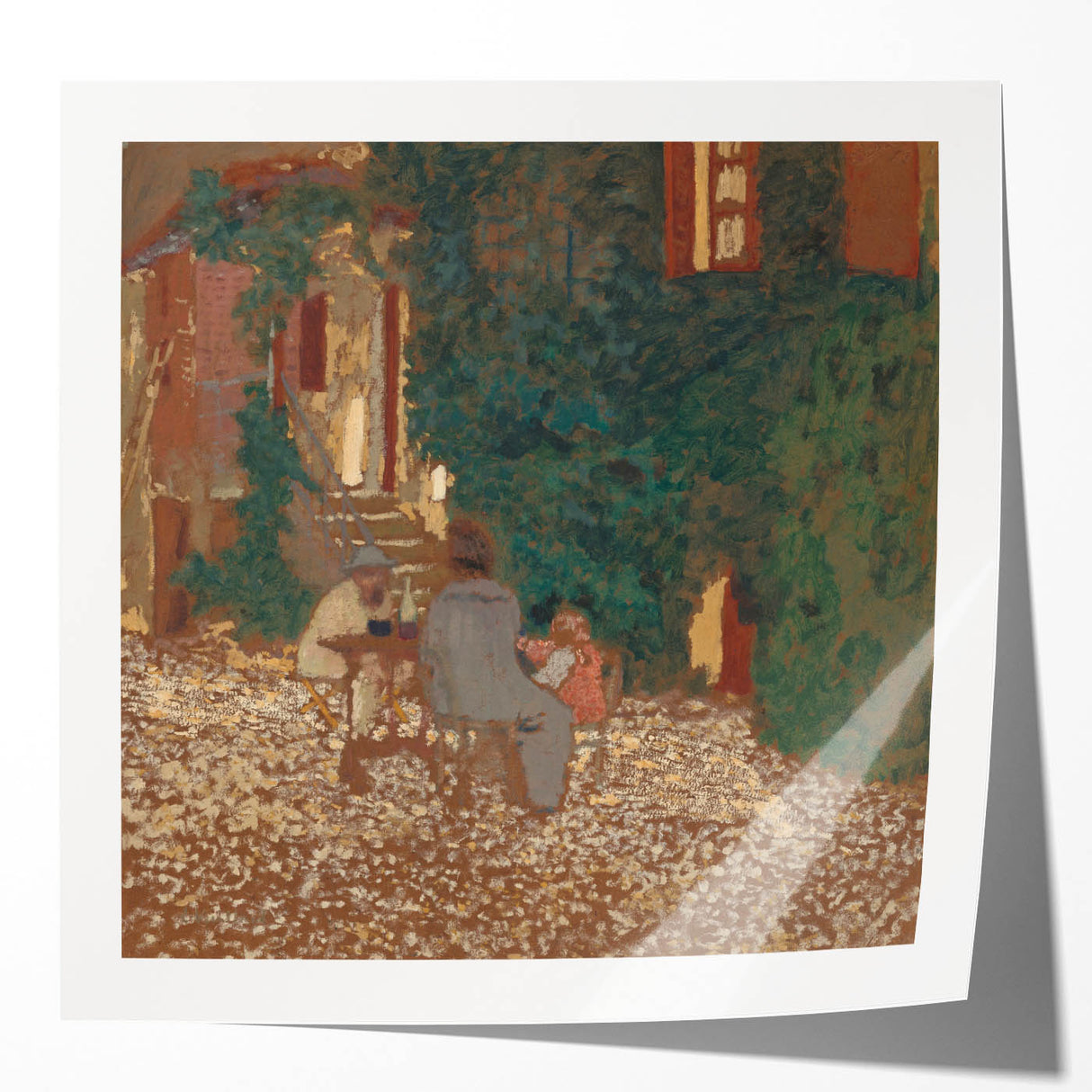 Modern Wall Art – Rustic Garden Gathering in Warm Earthy Tones