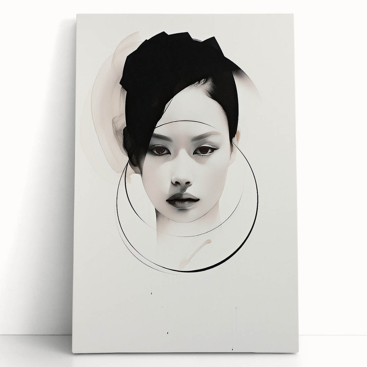 Elegant Dining Room Art Prints – Monochrome Abstract Portrait