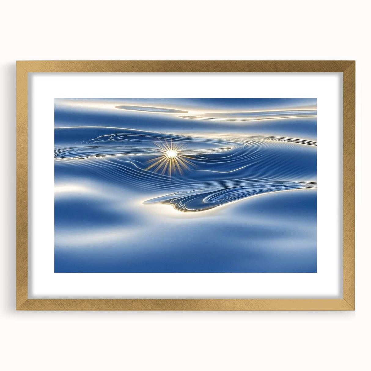 Golden Ripple Reflection – Abstract Dynamic Motion Wall Art