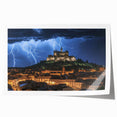 Stunning rolled print of a serene landscape featuring a majestic castle surrounded by lush greenery and a vibrant sky, ideal for home decor enthusiasts.