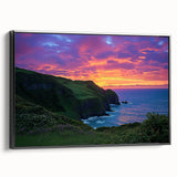 Black-framed canvas artwork depicting dramatic cliffs and landscapes, showcasing vibrant colors and intricate details, perfect for enhancing home decor.