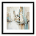 Abstract architecture wall art framed with a black mat, showcasing geometric shapes and lines in a modern design, perfect for contemporary home decor.