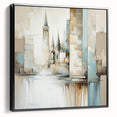 Framed canvas artwork showcasing a modern abstract architecture design in black, featuring sleek lines and geometric shapes, perfect for contemporary home decor.