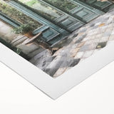 Art Deco style poster featuring an ornate French door design in muted earth tones on rolled canvas.