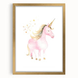 Golden Unicorn Girls Room Wall Art – Magical Nursery Print