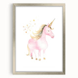 Golden Unicorn Girls Room Wall Art – Magical Nursery Print