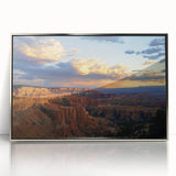 Framed acrylic artwork showcasing a stunning landscape of canyons in vibrant colors, perfect for home decor, adding a touch of nature's beauty to any space.