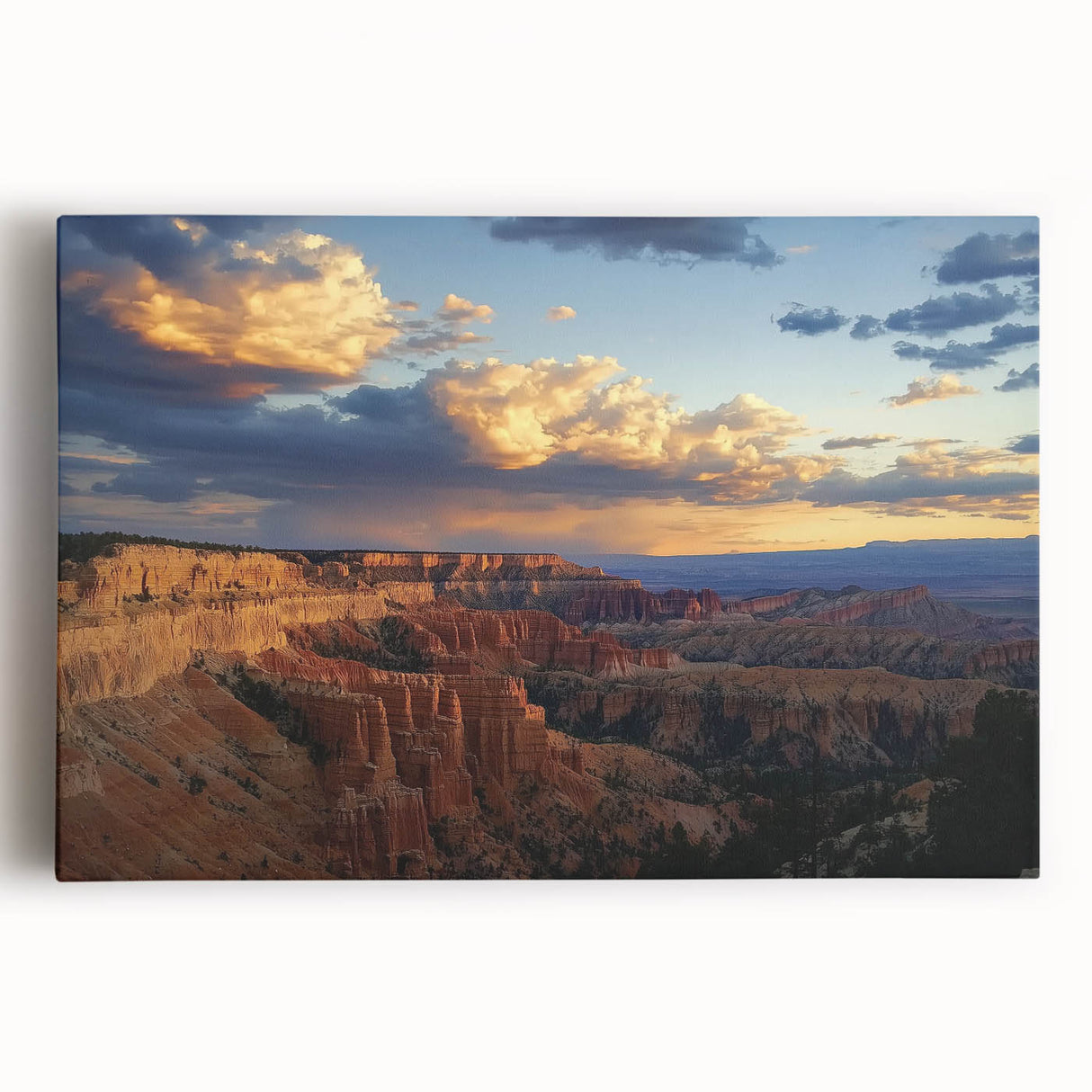 Vibrant landscape canvas showcasing majestic canyons in warm earth tones, perfect for home decor, enhancing any living space with natural beauty.