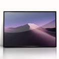 Framed acrylic artwork showcasing a vibrant desert landscape, featuring striking orange and yellow hues, with a sleek black frame, perfect for modern home decor.