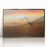 Framed acrylic artwork showcasing a serene landscape with golden fields under a clear blue sky, perfect for enhancing home decor and bringing a touch of nature indoors.