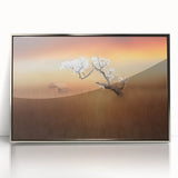 Framed acrylic artwork showcasing serene landscapes with vibrant fields and a silver border, perfect for modern home decor. Ideal for nature lovers and art enthusiasts.