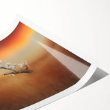 Vibrant landscape print showcasing rolling green fields under a bright blue sky, rolled and packaged in a protective tube for easy display and transport.