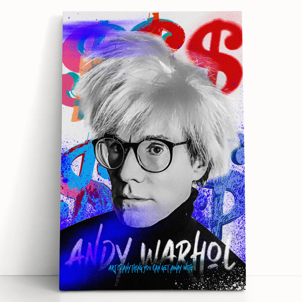 Urban Chic Pop Art Wall Art – Bold Blue, Red, and Black Canvas