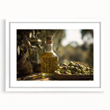 Mediterranean Olive Oil Art – Rustic Kitchen Still Life Print