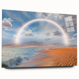 Large abstract depiction of the Namibian desert in muted orange and brown tones on acrylic glass.