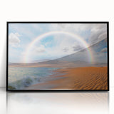 Large abstract wall art depicting a Namibian landscape in muted earth tones, framed in black acrylic, ideal for modern decor.