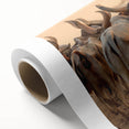 Art deco poster of an Indian landscape in muted earth tones on rolled canvas, ideal for nursery wall art.